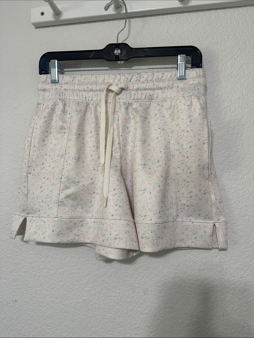 Yogalicious Cream Speckled Drawstring Athletic Shorts